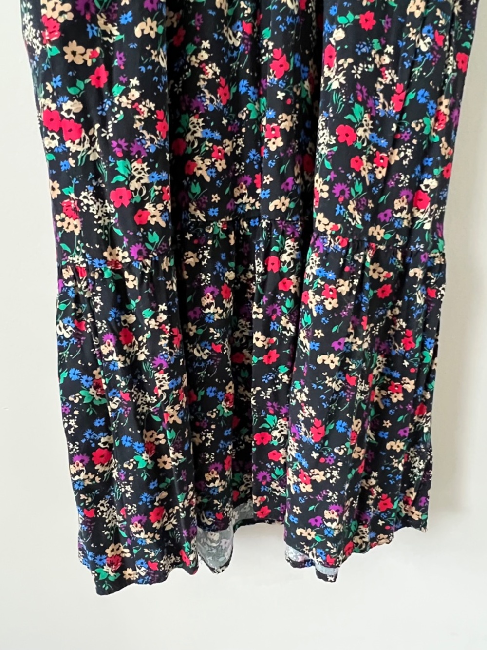 GAP Floral Smocked Midi Dress Women's L Black Sleeveless Cottagecore Boho Rayon - Picture 7 of 12